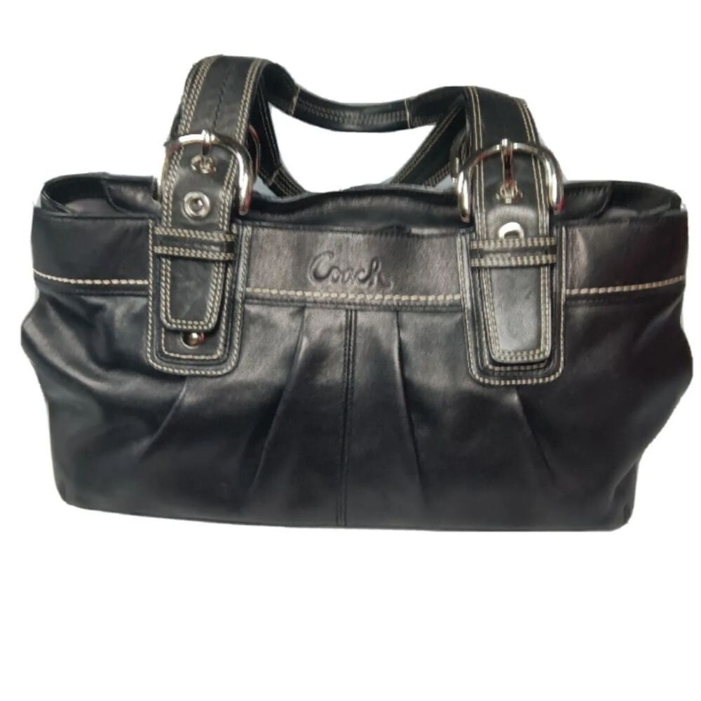 Coach Soho Black Leather Large Tote Satchel Handbag F13732 - Picture 2 of 8